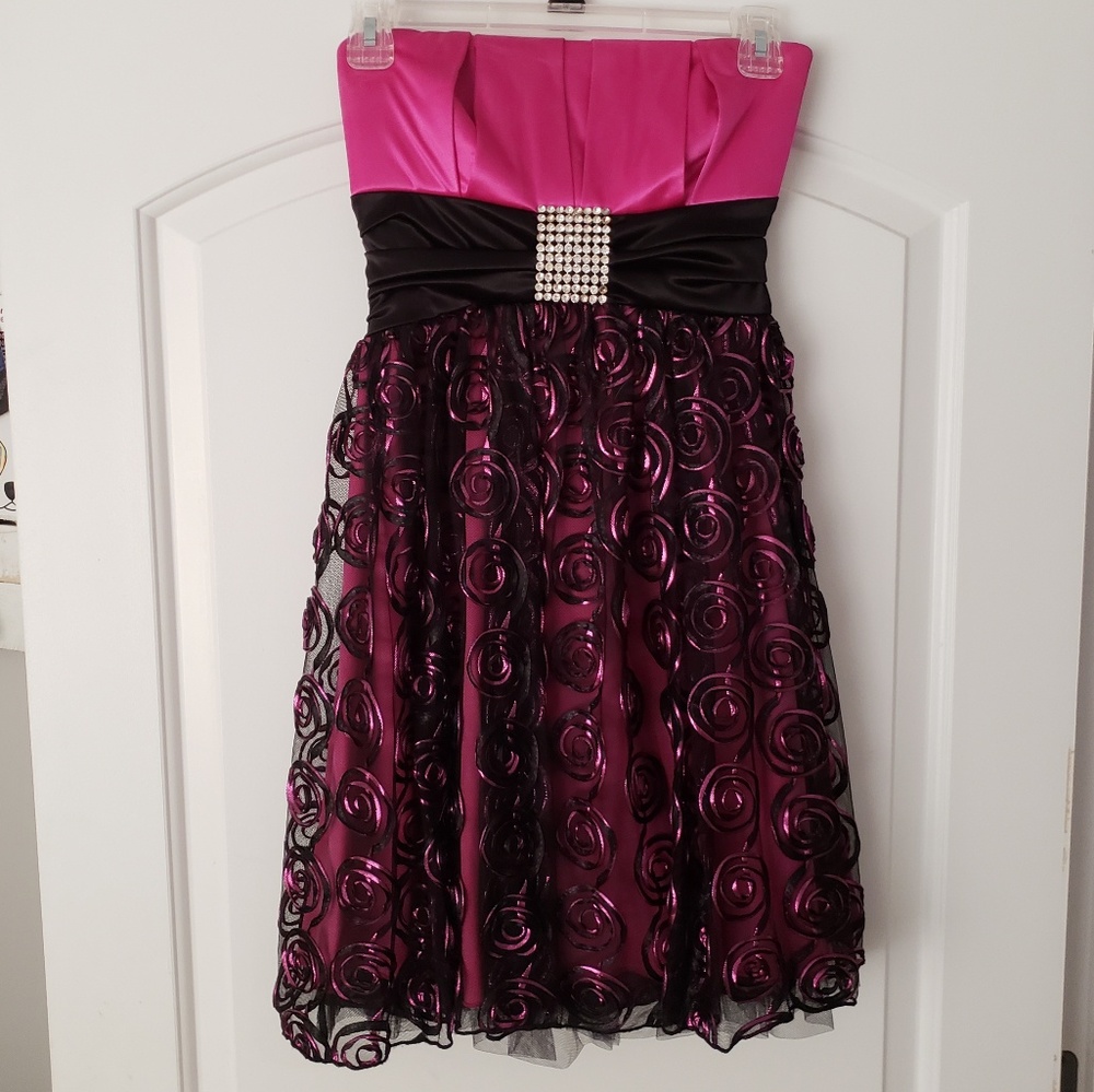 Pink and black dress